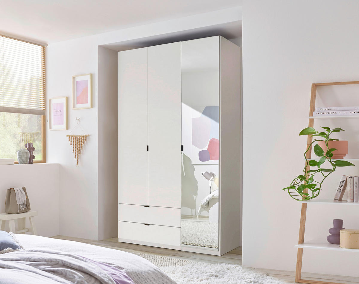 DREHTÜRENSCHRANK 135,4/225,5/57 cm 3-türig Weiß  - Schwarz/Weiß, MODERN, Glas/Holzwerkstoff (135,4/225,5/57cm) - Xora