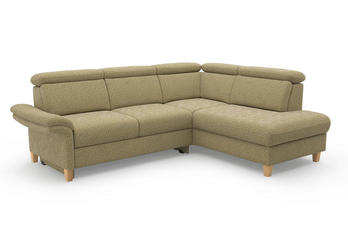 ECKSOFA GLENDALE E Olivgrün Chenille  - Eichefarben/Olivgrün, KONVENTIONELL, Holz/Textil (247/193cm) - Sit & More