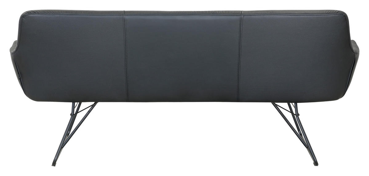 SITZBANK 201,5/87/67,5 cm Echtleder Schwarz  - Schwarz, Design, Leder/Metall (201,5/87/67,5cm) - Dieter Knoll