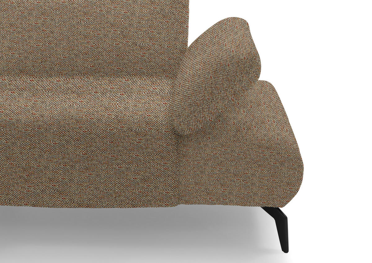 ECKSOFA in Webstoff Braun, Terracotta  - Terracotta/Schwarz, Design, Textil/Metall (290/223cm) - Moderano