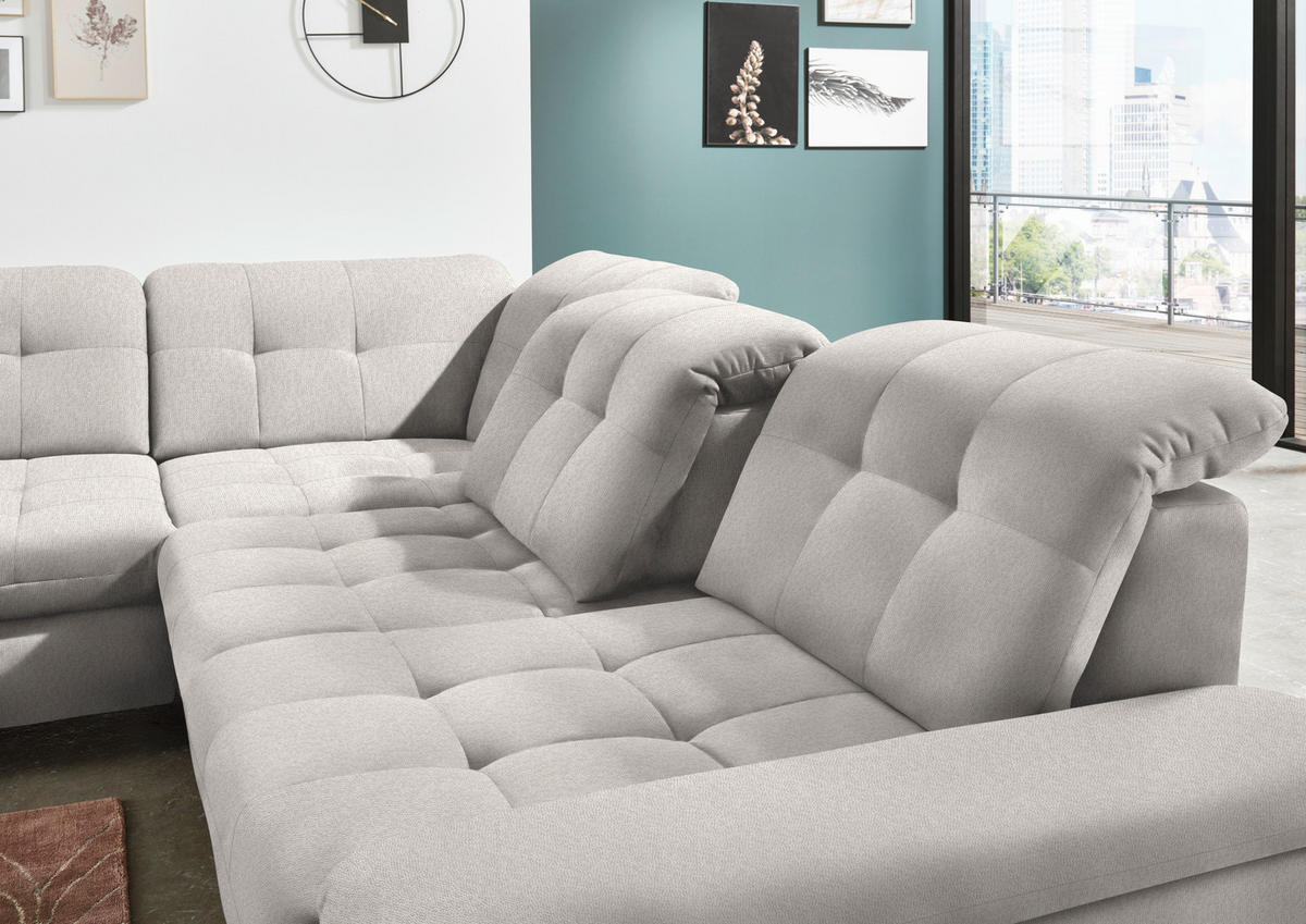 ECKSOFA in Chenille Ecru  - Chromfarben/Ecru, Design, Textil/Metall (260/310cm) - Beldomo Speed