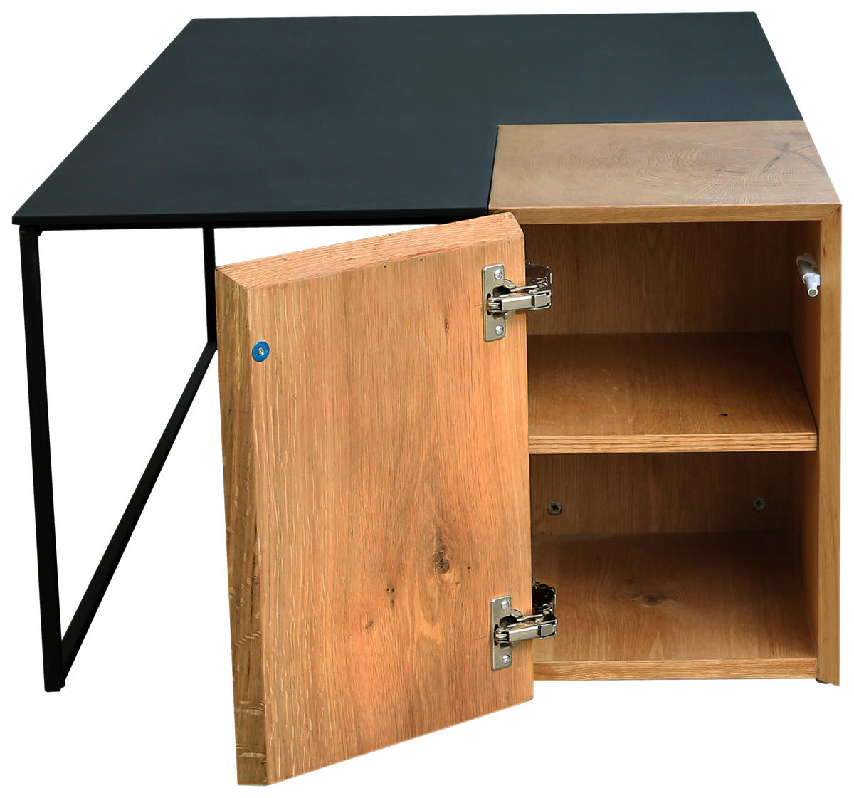 COUCHTISCH Eiche furniert rechteckig Naturfarben, Schwarz  - Schwarz/Naturfarben, Design, Holz/Holzwerkstoff (120/44/70cm) - MID.YOU