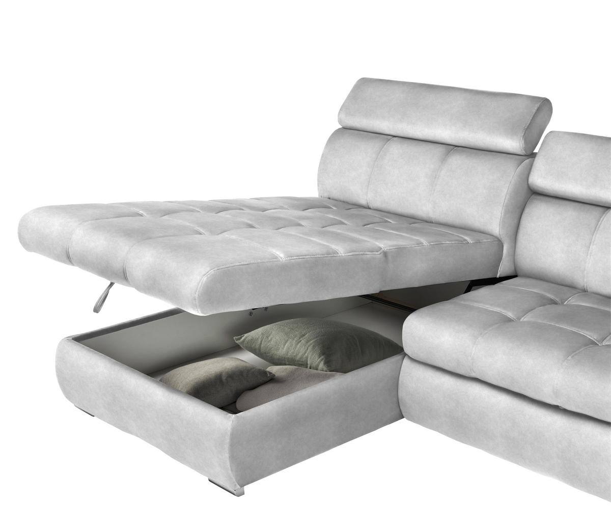ECKSOFA in Velours Hellgrau  173/276 cm  - Chromfarben/Hellgrau, Design, Kunststoff/Textil (173/276cm) - Stylife