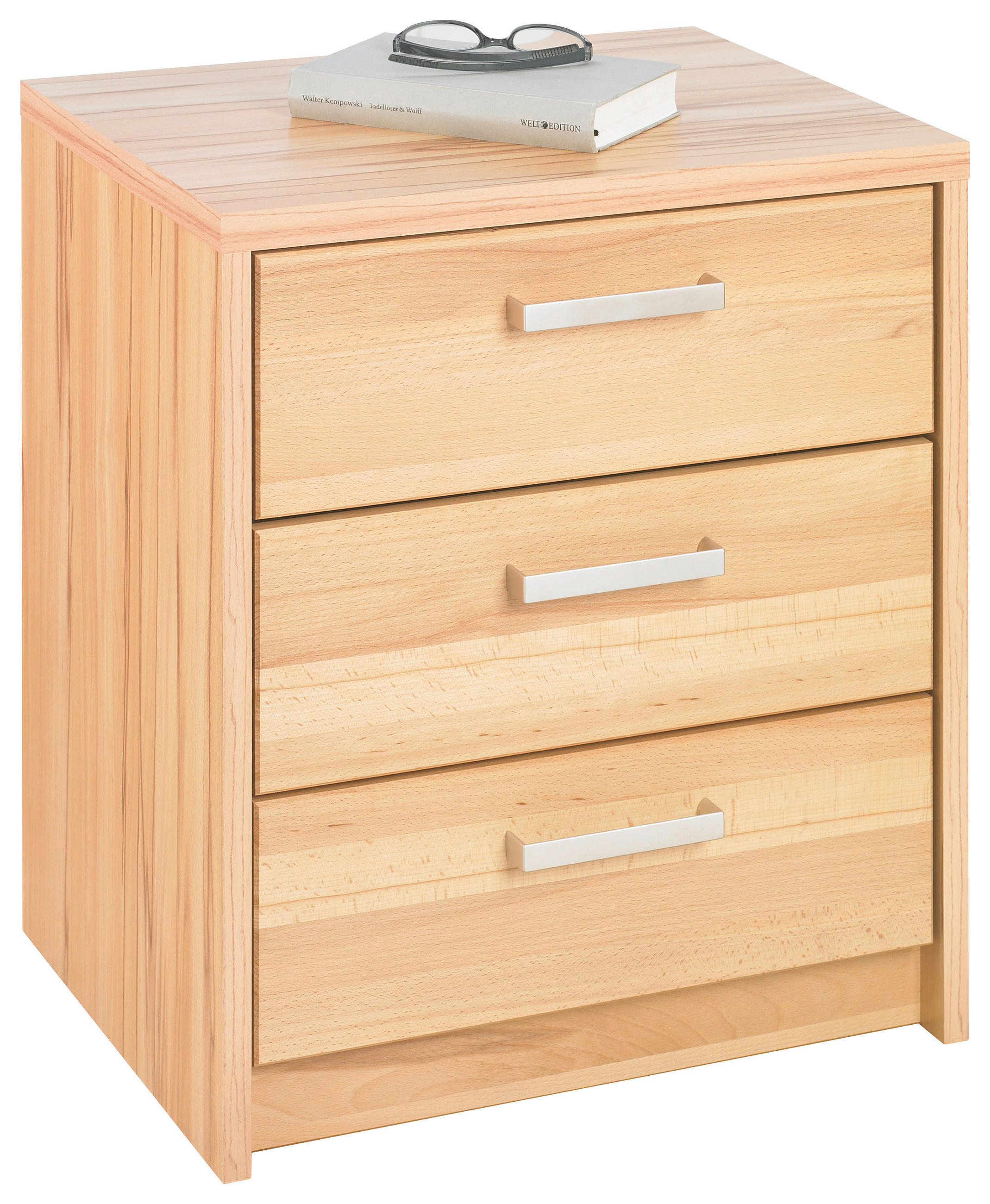 NACHTTISCH 50/60/40 cm  in Kernbuche Buchefarben  - Buchefarben/Nickelfarben, Natur, Holz/Metall (50/60/40cm) - Linea Natura