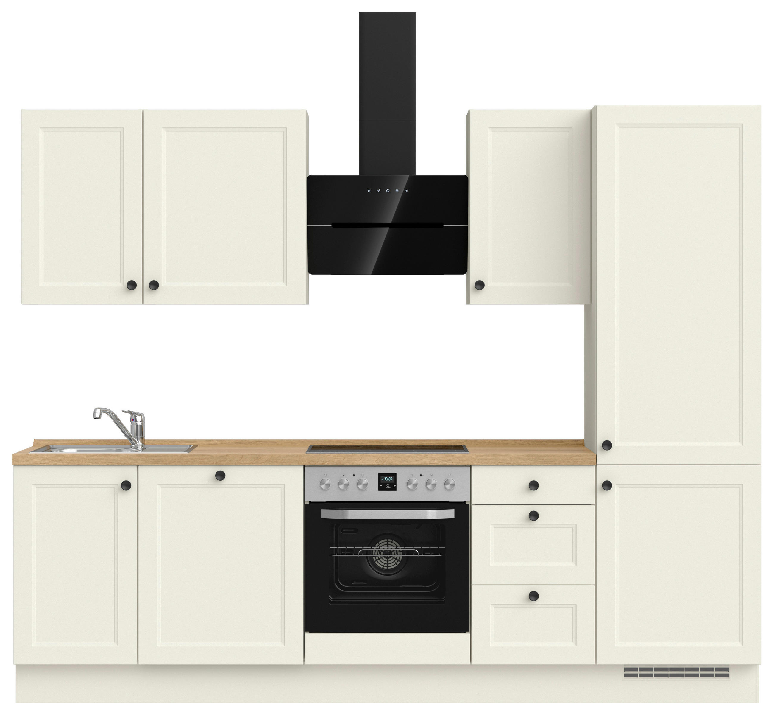 KÜCHENLEERBLOCK 270 cm   in Weiß, Eichefarben  - Eichefarben/Schwarz, MODERN, Holzwerkstoff/Metall (270cm) - Nobilia