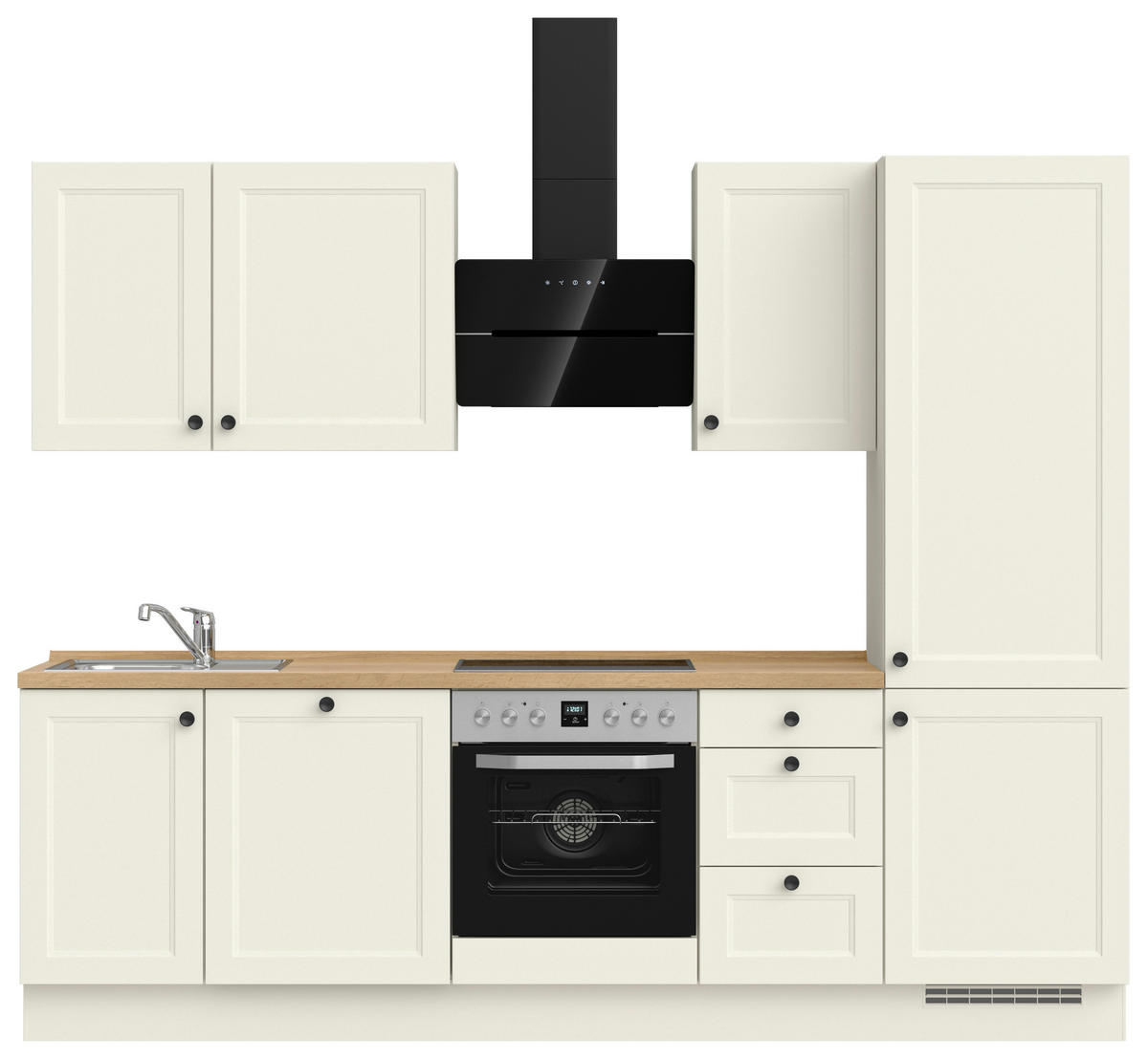 KÜCHENLEERBLOCK 270 cm   in Weiß, Eichefarben  - Eichefarben/Schwarz, MODERN, Holzwerkstoff/Metall (270cm) - Nobilia