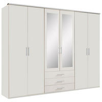 KLEIDERSCHRANK in Weiss  - Weiss/Alufarben, Konventionell, Glas/Holzwerkstoff (270/210/58cm) - MID.YOU