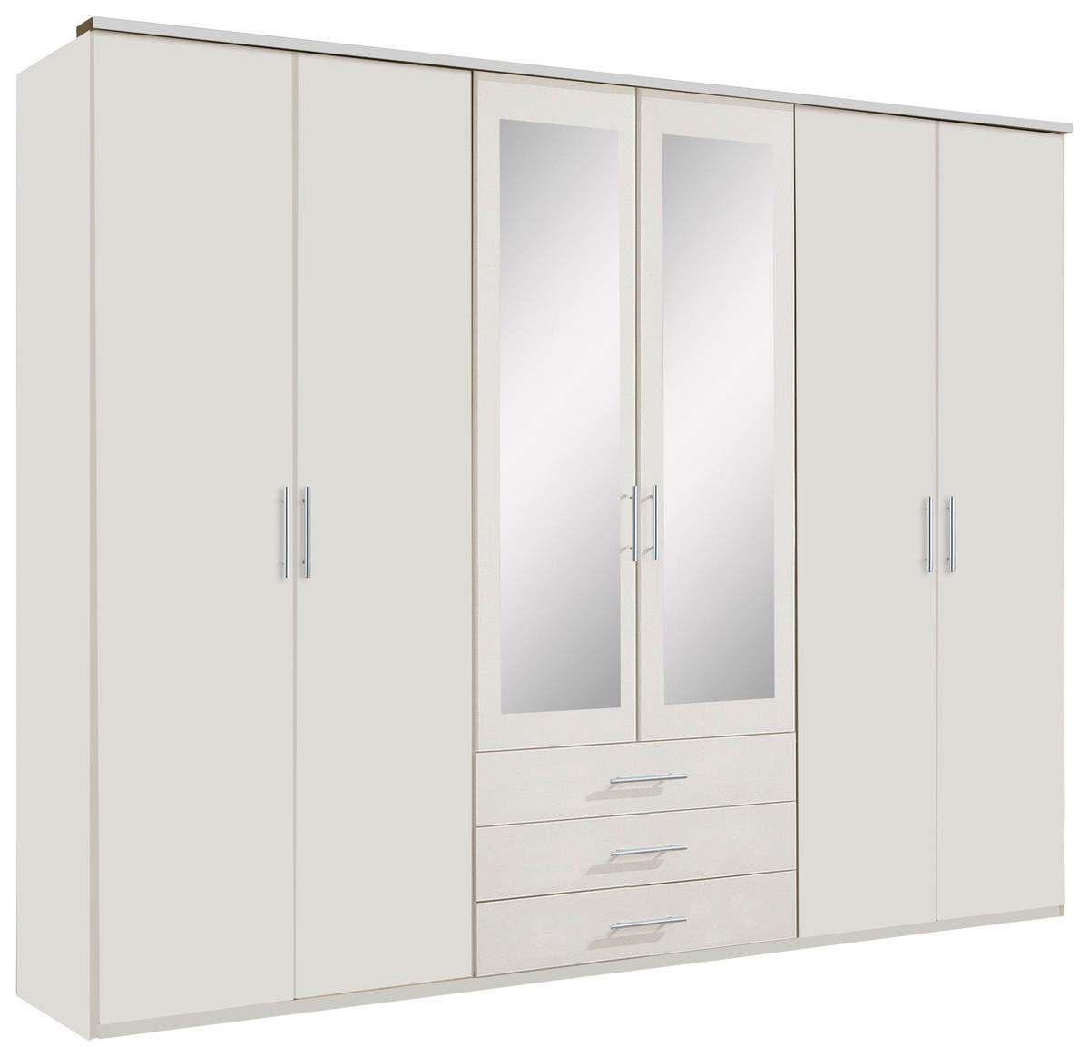 KLEIDERSCHRANK in Weiss  - Weiss/Alufarben, Konventionell, Glas/Holzwerkstoff (270/210/58cm) - MID.YOU