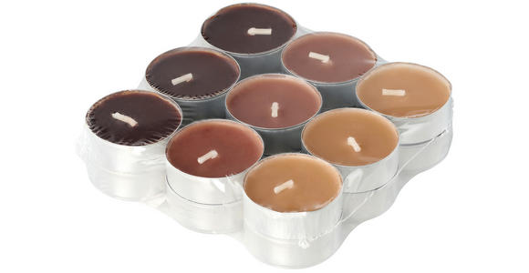 TEELICHTSET 18 Stück  - Cognac/Dunkelbraun, Basics, Naturmaterialien/Paraffin (11,4/2,9cm) - Ambia Home