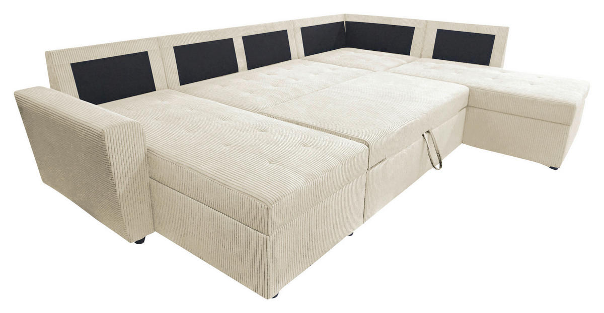 WOHNLANDSCHAFT in Cord Beige  - Beige/Schwarz, Design, Kunststoff/Textil (155/297/212cm) - MID.YOU