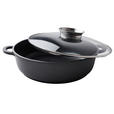 SERVIERPFANNE Greblon®-Antihaftbeschichtung  - Klar/Edelstahlfarben, Basics, Glas/Metall (28/7,5cm) - Homeware Profession.