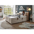 BOXSPRINGBETT 180/200 cm,  in Creme, Matratze, Bettkasten, Topper, motorische Verstellbarkeit, H2 = mittel  - Silberfarben/Creme, Design, Kunststoff/Textil (180/200cm) - Esposa