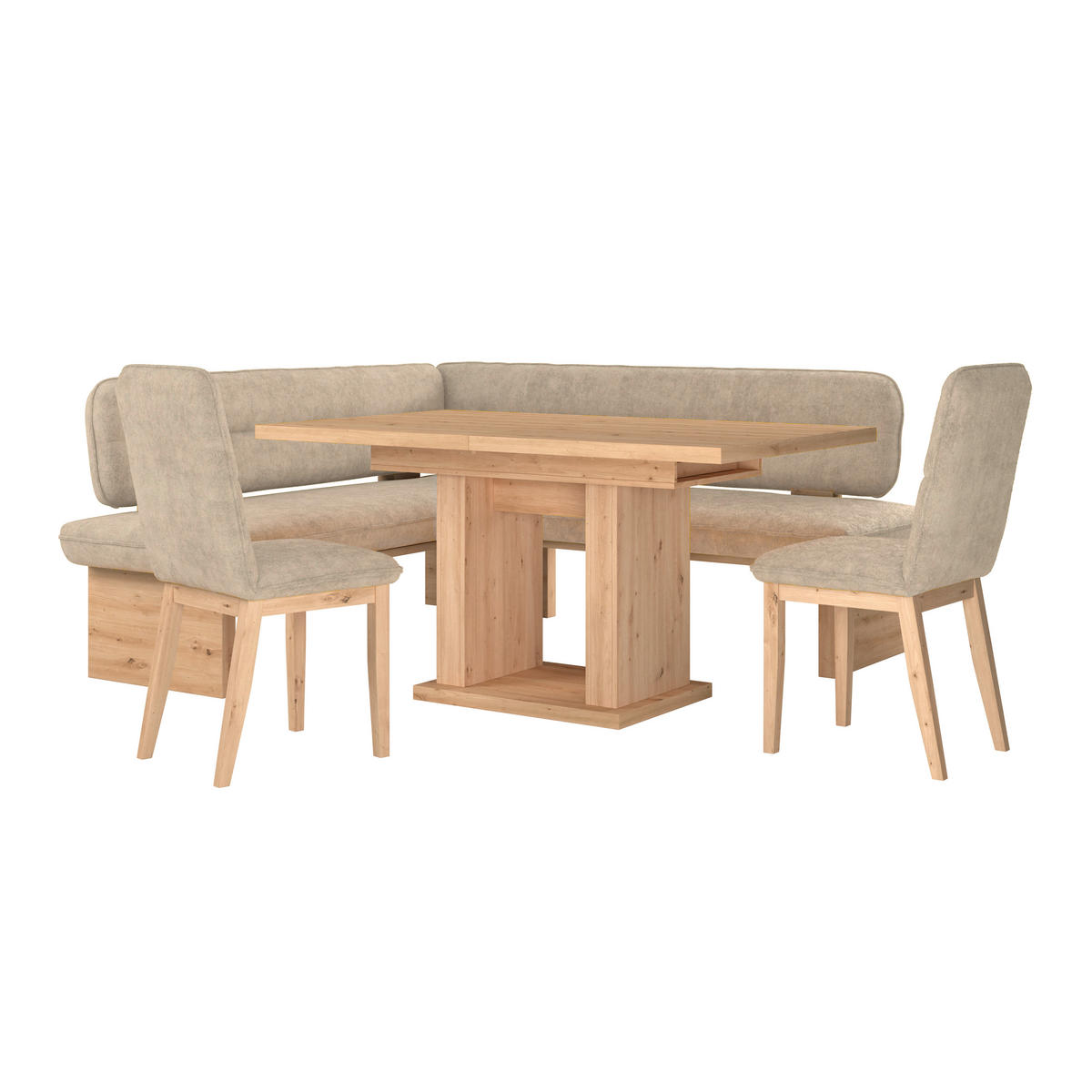 ECKBANK 170/232 cm Webstoff Beige Eiche Sperrholz   - Eichefarben/Beige, KONVENTIONELL, Holz/Textil (170/232cm) - James Wood
