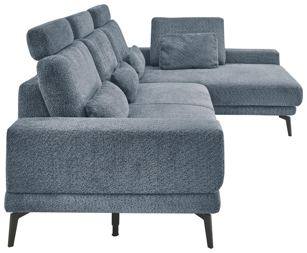 ECKSOFA Blau Chenille  - Blau/Schwarz, KONVENTIONELL, Textil/Metall (294/184cm) - SetOne by Musterring