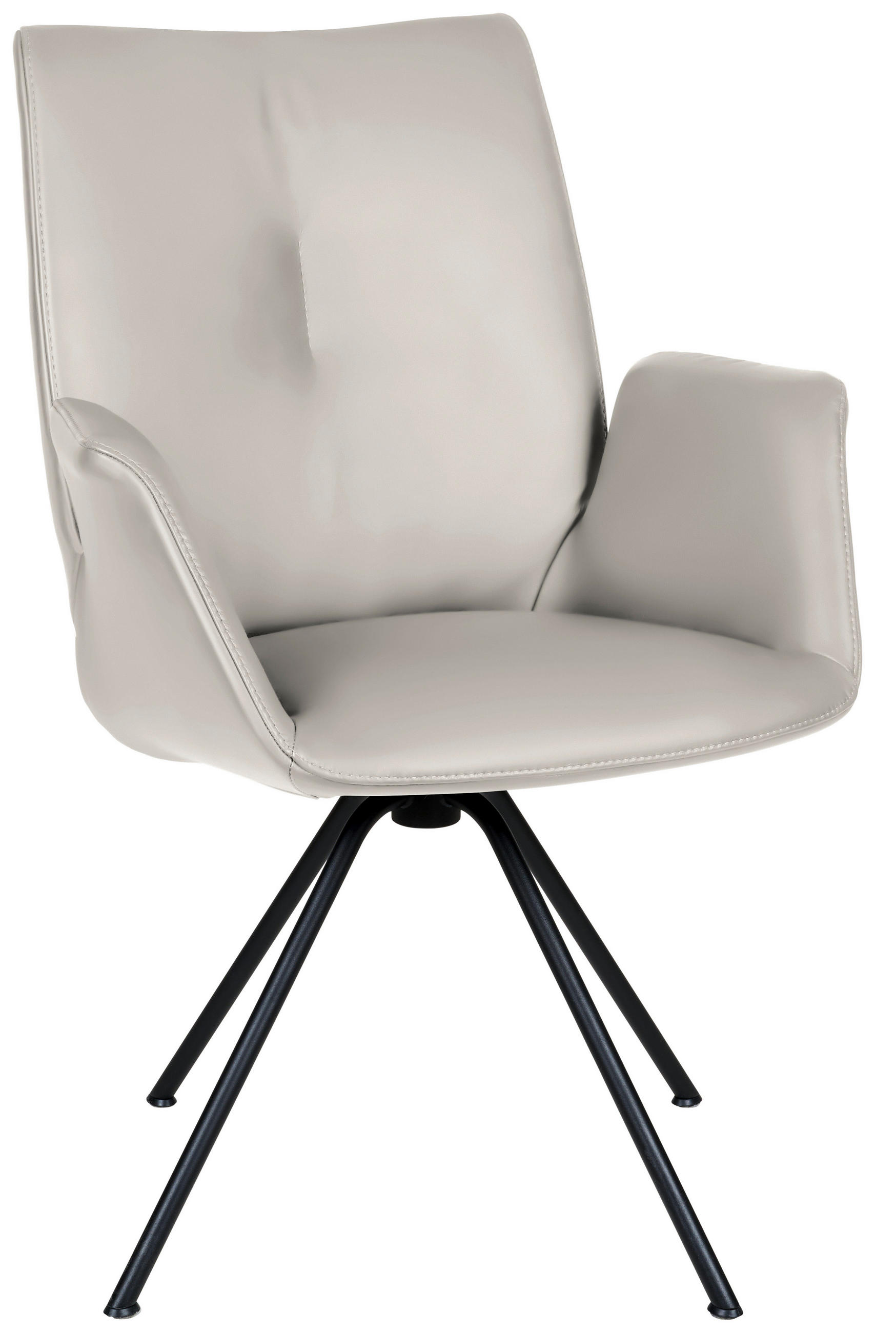 ARMLEHNSTUHL  in Stahl Echtleder pigmentiert  - Beige/Schwarz, Design, Leder/Metall (65/91/63cm) - Dieter Knoll