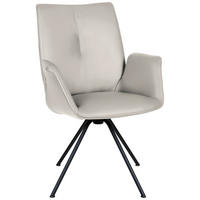 ARMLEHNSTUHL  in Stahl Echtleder pigmentiert  - Beige/Schwarz, Design, Leder/Metall (65/91/63cm) - Dieter Knoll
