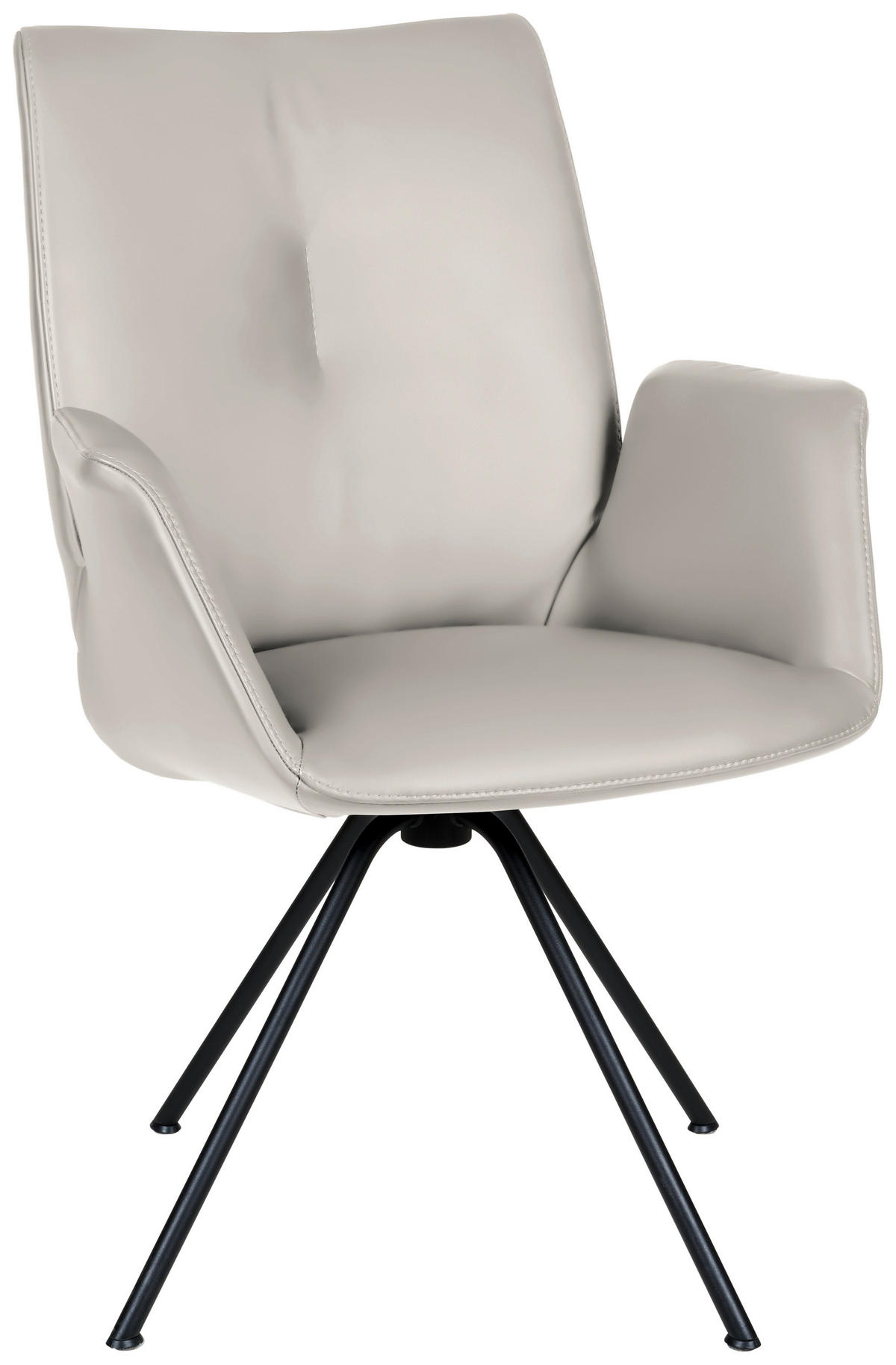 ARMLEHNSTUHL  in Stahl Echtleder pigmentiert  - Beige/Schwarz, Design, Leder/Metall (65/91/63cm) - Dieter Knoll