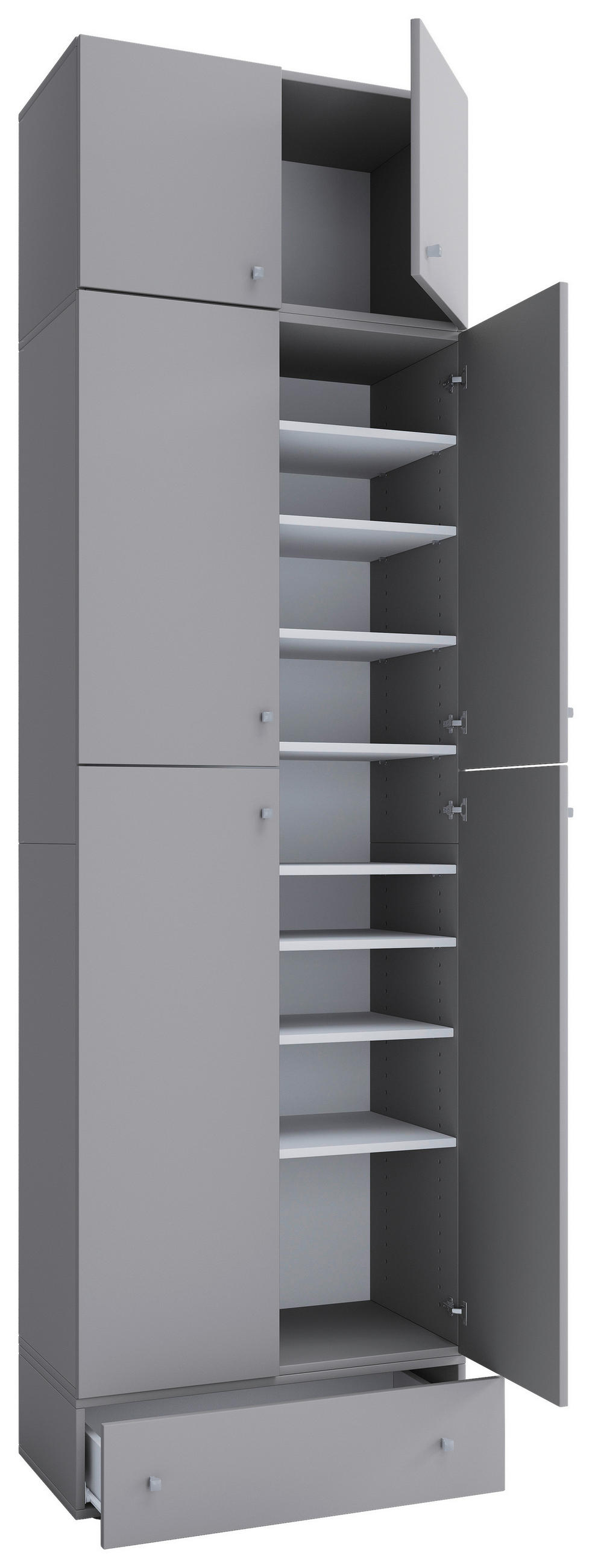 SCHUHSCHRANK  in 70/240/39 cm  - Schwarz/Grau, MODERN, Holzwerkstoff/Kunststoff (70/240/39cm) - MID.YOU