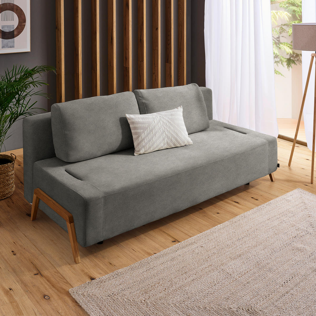 SCHLAFSOFA in Holz, Textil Graubraun  - Graubraun/Naturfarben, Design, Holz/Textil (211/88/102cm) - Niels Andersson