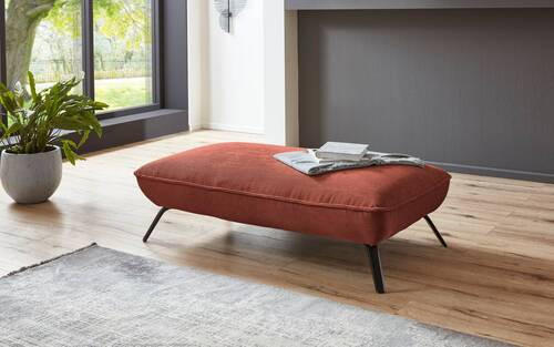 HOCKER in Textil Kupferfarben  - Schwarz/Kupferfarben, Design, Textil/Metall (142/43/80cm) - Moderano
