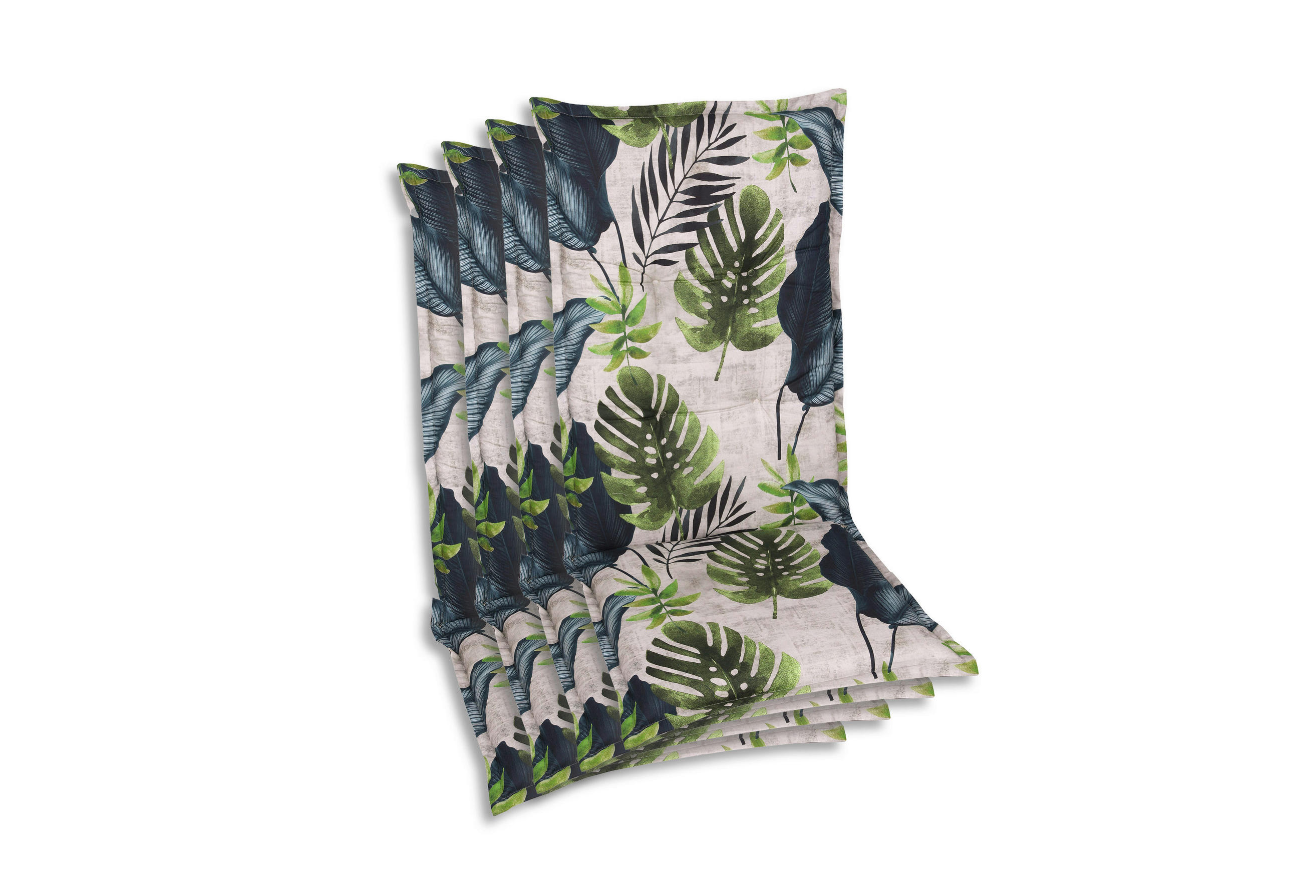 SESSELAUFLAGENSET Blätter  - Blau/Hellgrau, Basics, Textil (50/7/120cm)