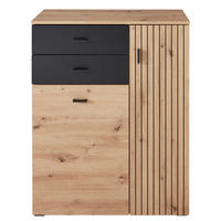 SCHUHSCHRANK Schwarz, Eiche Artisan  - Schwarz/Eiche Artisan, Design, Holzwerkstoff/Kunststoff (84/106,2/37,4cm) - Voleo