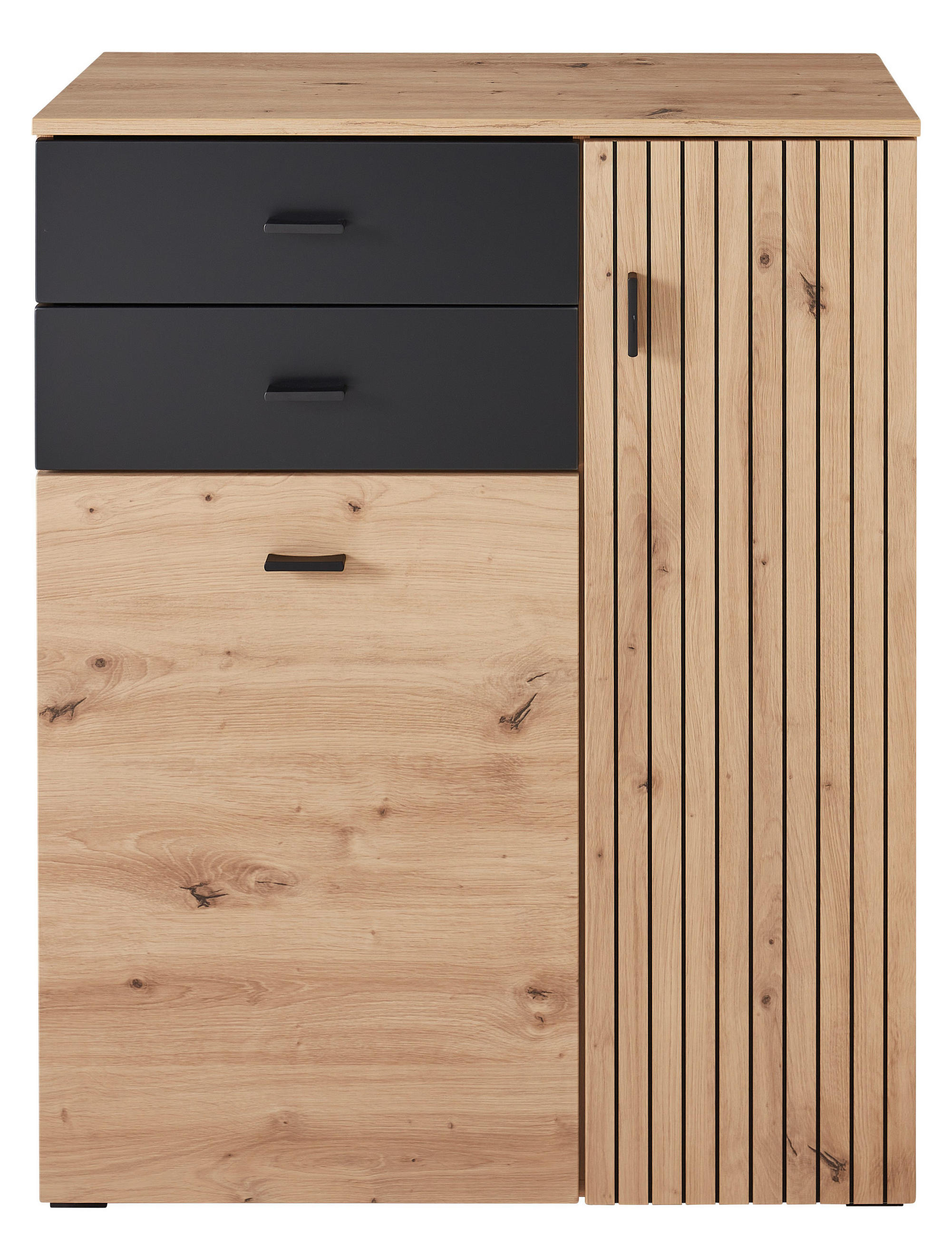 Voleo Schuhschrank Schwarz, Eiche Artisan 84x106.2x37.4 cm