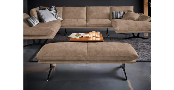 WOHNLANDSCHAFT in Echtleder Greige - Greige/Schwarz, Natur, Leder/Metall (217/359/155cm) - Dieter Knoll