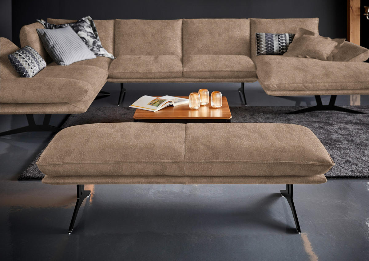 WOHNLANDSCHAFT in Echtleder Greige  - Greige/Schwarz, Natur, Leder/Metall (217/359/155cm) - Dieter Knoll