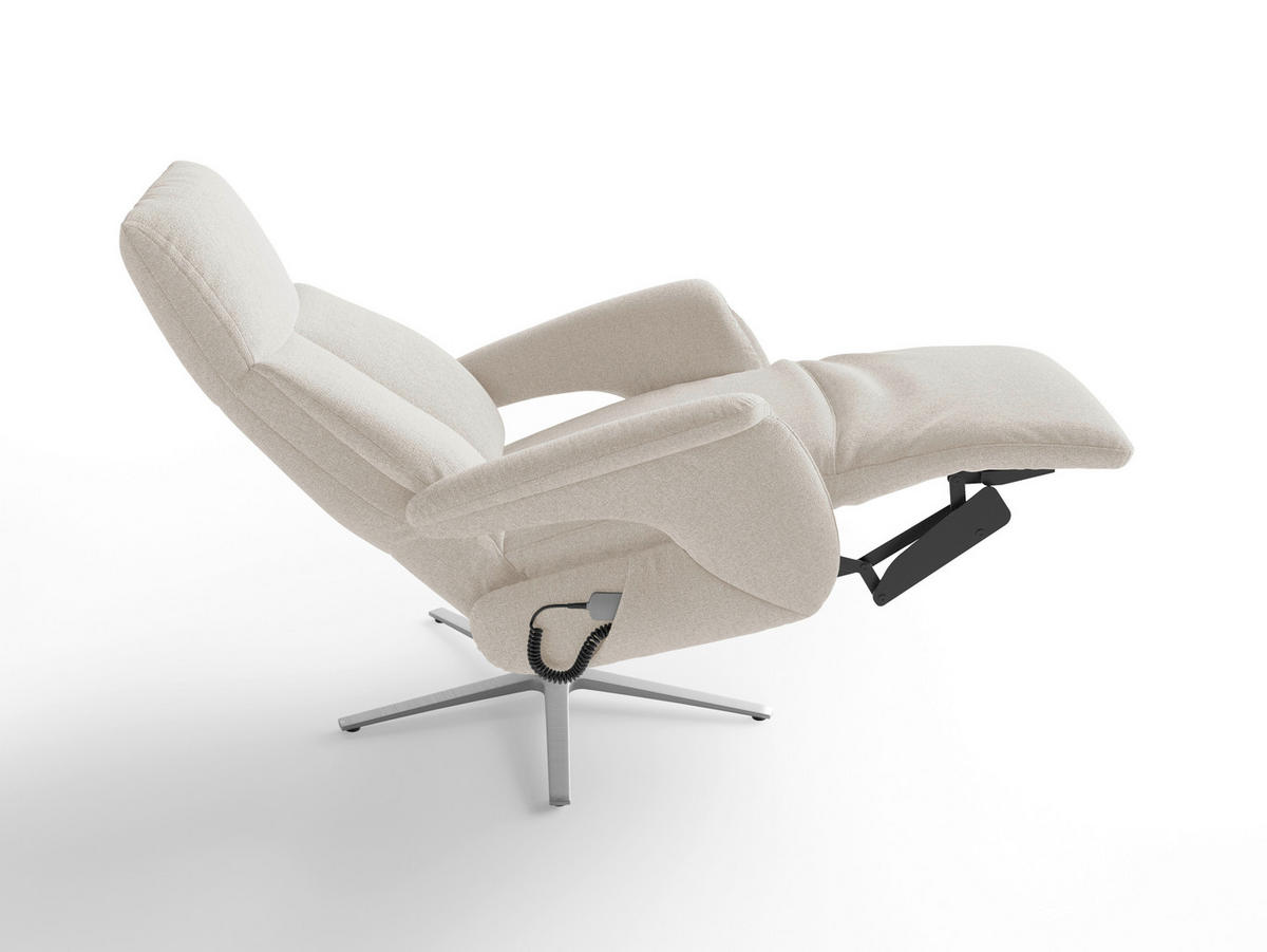 RELAXAČNÉ KRESLO, textil, krémová - krémová/strieborná, Basics, kov/textil (75/110/85cm) - Sit & More