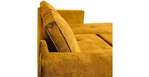 ECKSOFA Senfgelb Flachgewebe - Senfgelb/Schwarz, KONVENTIONELL, Textil/Metall (252/162cm) - Carryhome