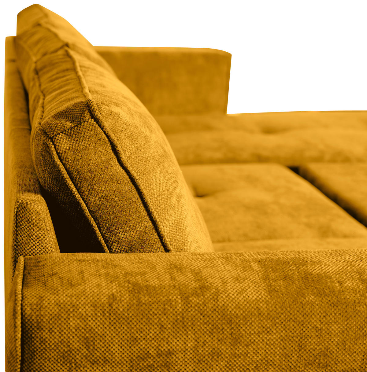 ECKSOFA in Flachgewebe Senfgelb  - Senfgelb/Schwarz, KONVENTIONELL, Textil/Metall (252/162cm) - Carryhome