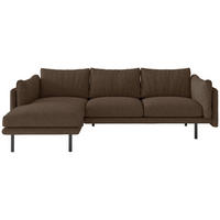 ECKSOFA in Flachgewebe Hellbraun  - Hellbraun/Beige, Design, Textil/Metall (160/268/100cm) - Livetastic