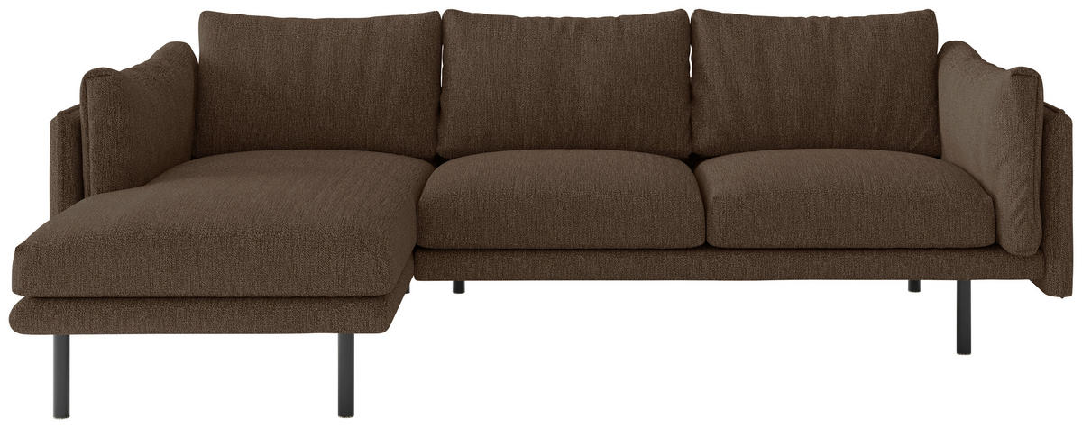 ECKSOFA in Flachgewebe Hellbraun  - Hellbraun/Beige, Design, Textil/Metall (160/268/100cm) - Livetastic