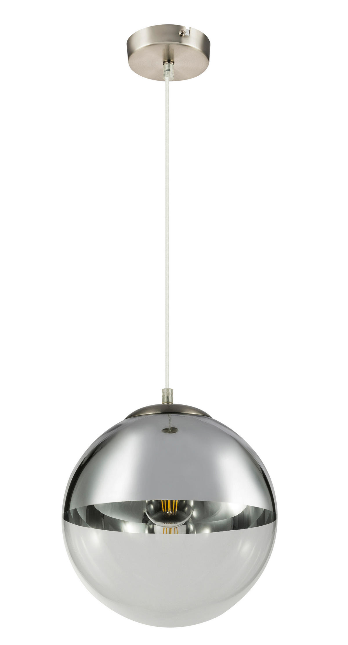 HÄNGELEUCHTE 25/120 cm   - Chromfarben/Transparent, Design, Glas/Metall (25/120cm) - Globo
