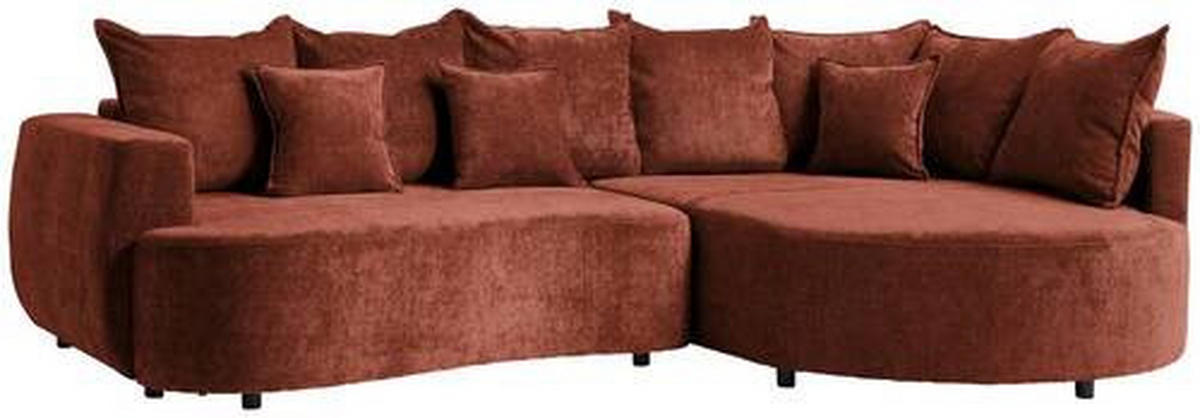 ECKSOFA in Chenille Rotbraun  - Rotbraun/Schwarz, Design, Kunststoff/Textil (307/194cm) - Carryhome