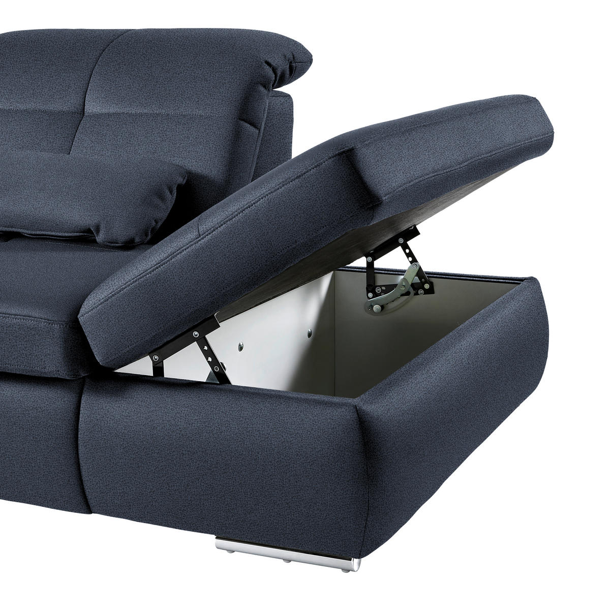 WOHNLANDSCHAFT  in Mikrofaser Blau  - Chromfarben/Blau, Design, Textil (195/371/260cm) - Beldomo Style