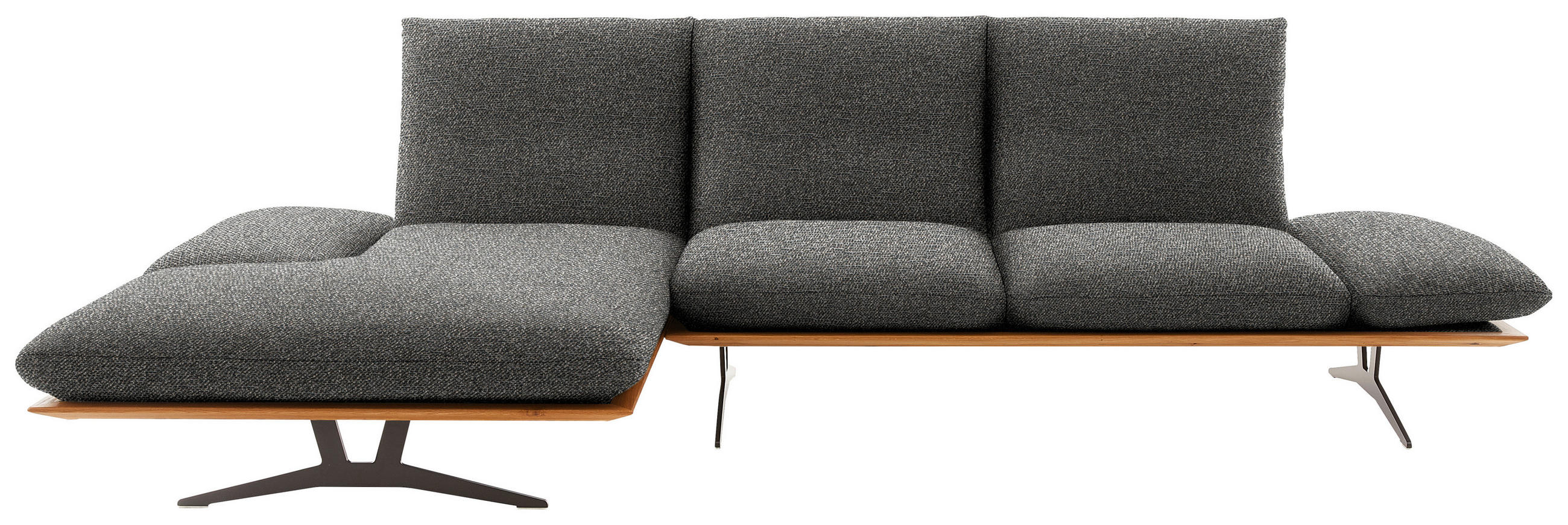 ECKSOFA in Flachgewebe Anthrazit  - Anthrazit/Schwarz, Design, Holz/Textil (159/314cm) - Dieter Knoll