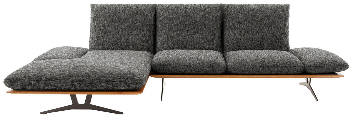 ECKSOFA in Flachgewebe Anthrazit  - Anthrazit/Schwarz, Design, Holz/Textil (159/314cm) - Dieter Knoll