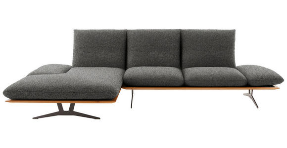 ECKSOFA in Flachgewebe Anthrazit  - Anthrazit/Schwarz, Design, Holz/Textil (159/314cm) - Dieter Knoll