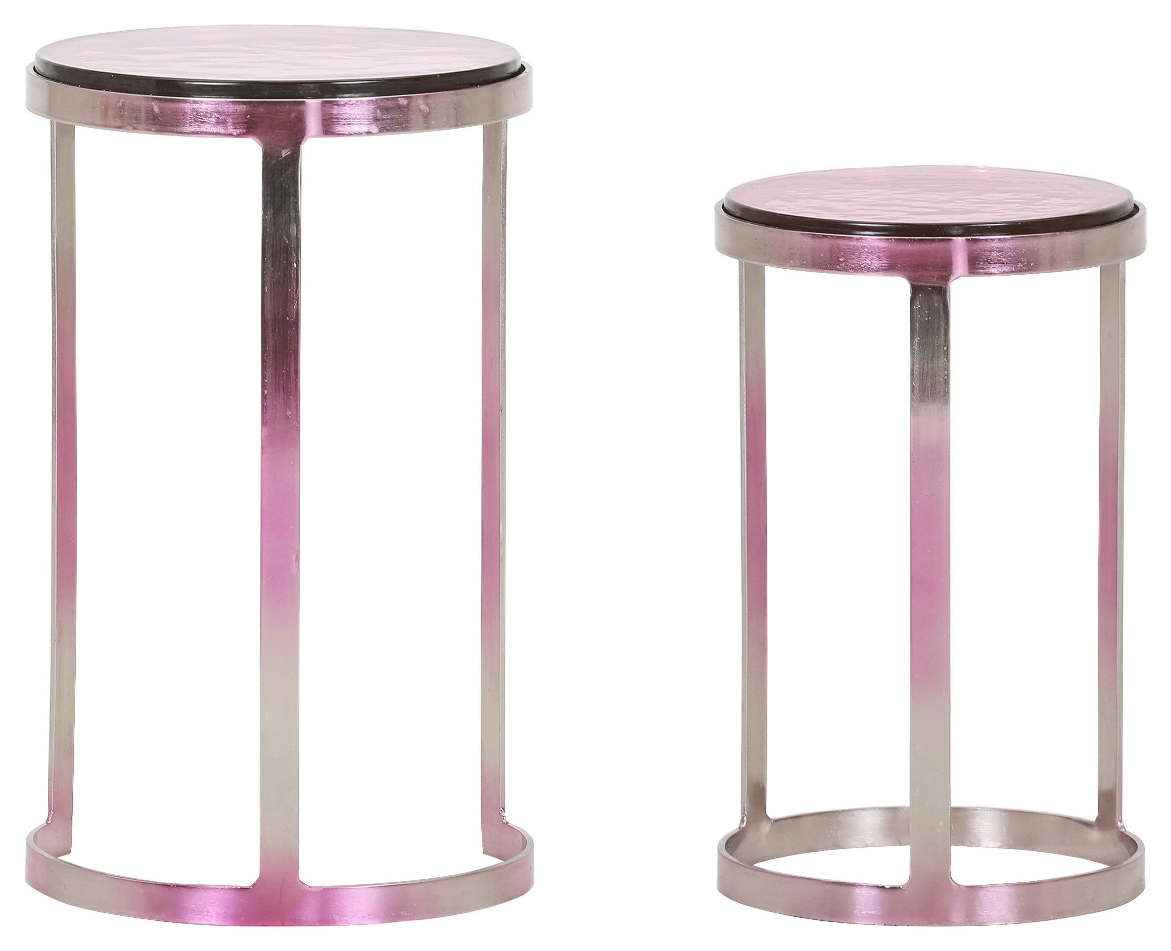 BEISTELLTISCHSET rund Lila, Silberfarben  - Silberfarben/Lila, Design, Glas/Metall - Landscape