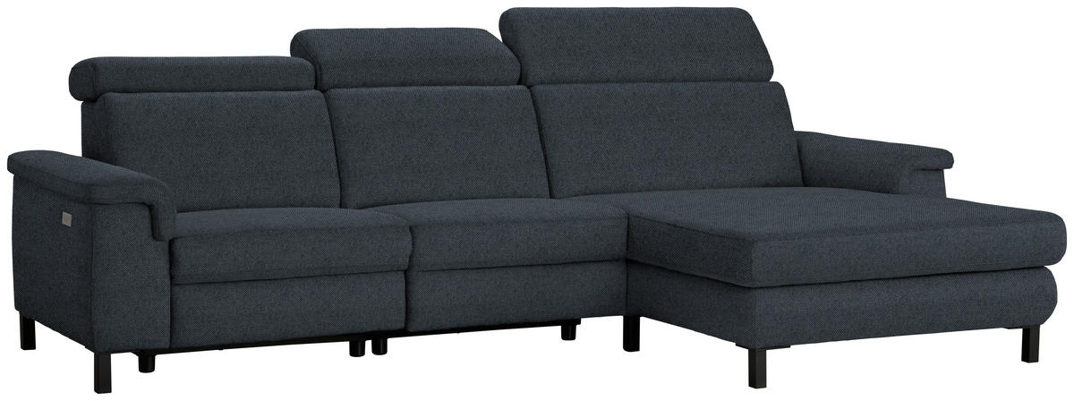 ECKSOFA in Flachgewebe Anthrazit  - Anthrazit/Schwarz, Konventionell, Textil/Metall (304/182cm) - Pure Home Comfort
