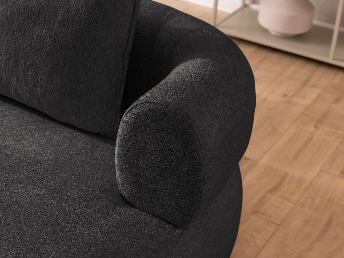 ECKSOFA in Chenille Schwarz  256/156 cm  - Schwarz, Design, Kunststoff/Textil (256/156cm) - Livetastic