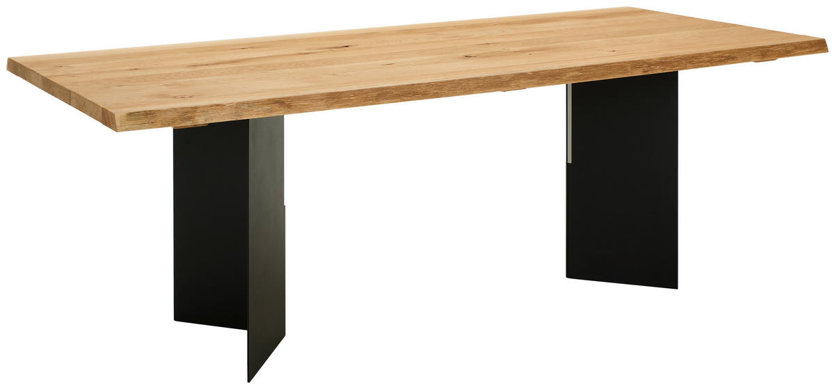 ESSTISCH in Holz 220/100/75 cm  - Eichefarben/Schwarz, ROMANTIK / LANDHAUS, Holz/Metall (220/100/75cm) - Linea Natura