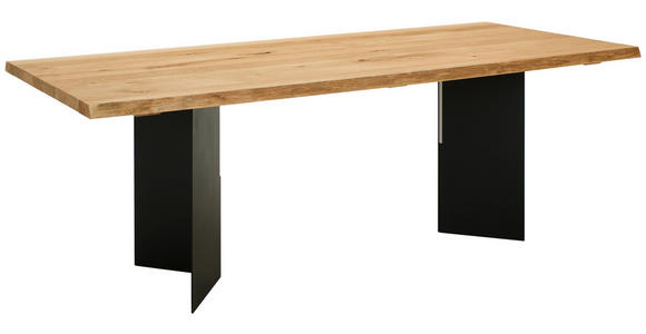 ESSTISCH in Holz 220/100/75 cm  - Eichefarben/Schwarz, ROMANTIK / LANDHAUS, Holz/Metall (220/100/75cm) - Linea Natura
