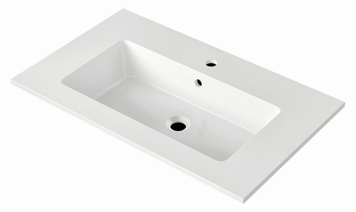 WASCHTISCHKOMBI 81 cm  - Edelstahlfarben/Eichefarben, MODERN, Holzwerkstoff/Stein (81cm) - Nobilia