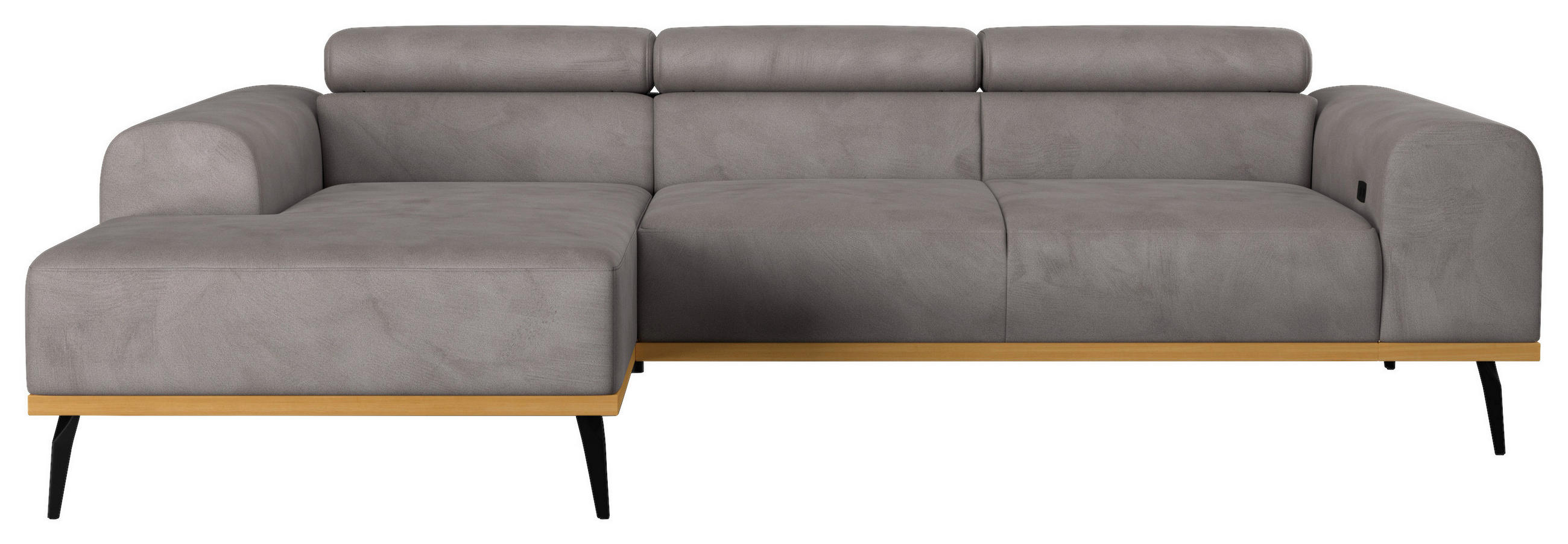 ECKSOFA Mikrofaser Grau  - Schwarz/Grau, Konventionell, Textil/Metall (157/244cm) - Cotta