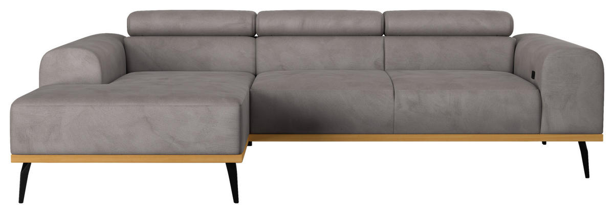 ECKSOFA Mikrofaser Grau  - Schwarz/Grau, Konventionell, Textil/Metall (157/244cm) - Cotta