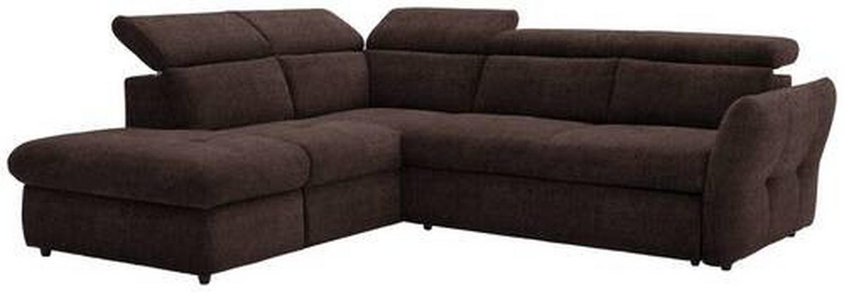 ECKSOFA in Webstoff Dunkelbraun  224/254 cm  - Dunkelbraun/Schwarz, Design, Kunststoff/Textil (224/254cm) - Stylife
