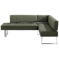 ECKBANK 227/165 cm Mikrofaser Grün, Edelstahlfarben Metall   - Edelstahlfarben/Grün, Design, Textil/Metall (227/165cm) - Moderano